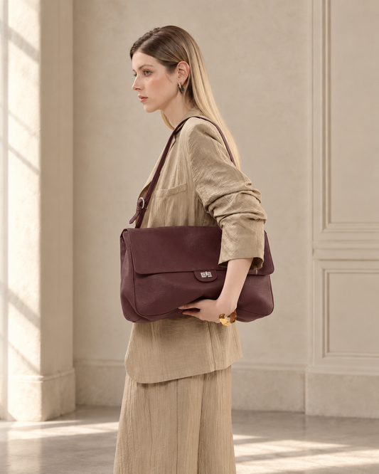 Ariane L Burgundy, bolso de hombro de cuero de Peregrina - vista adicional 9