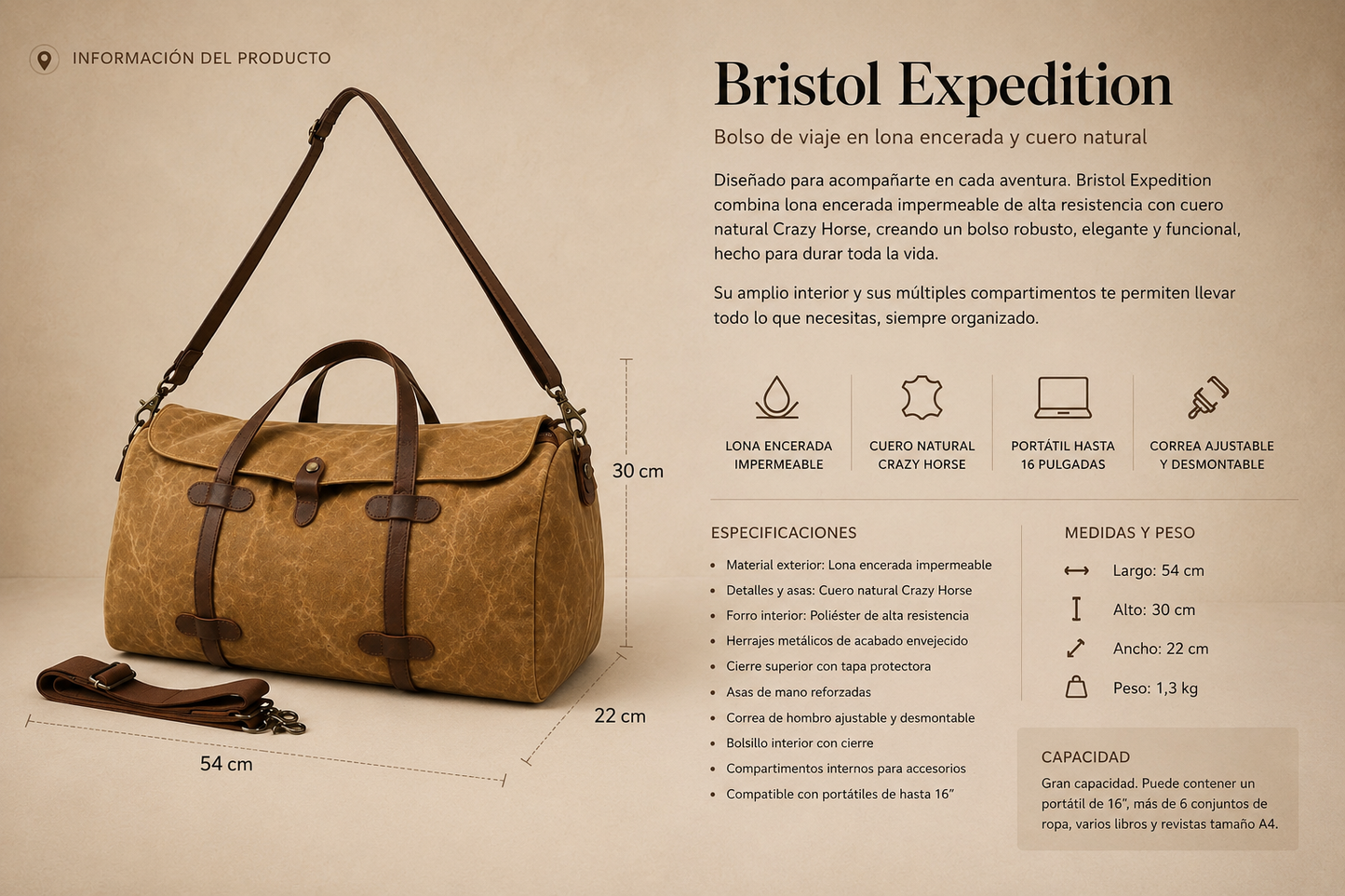 Bolso Bristol Expedition Caqui